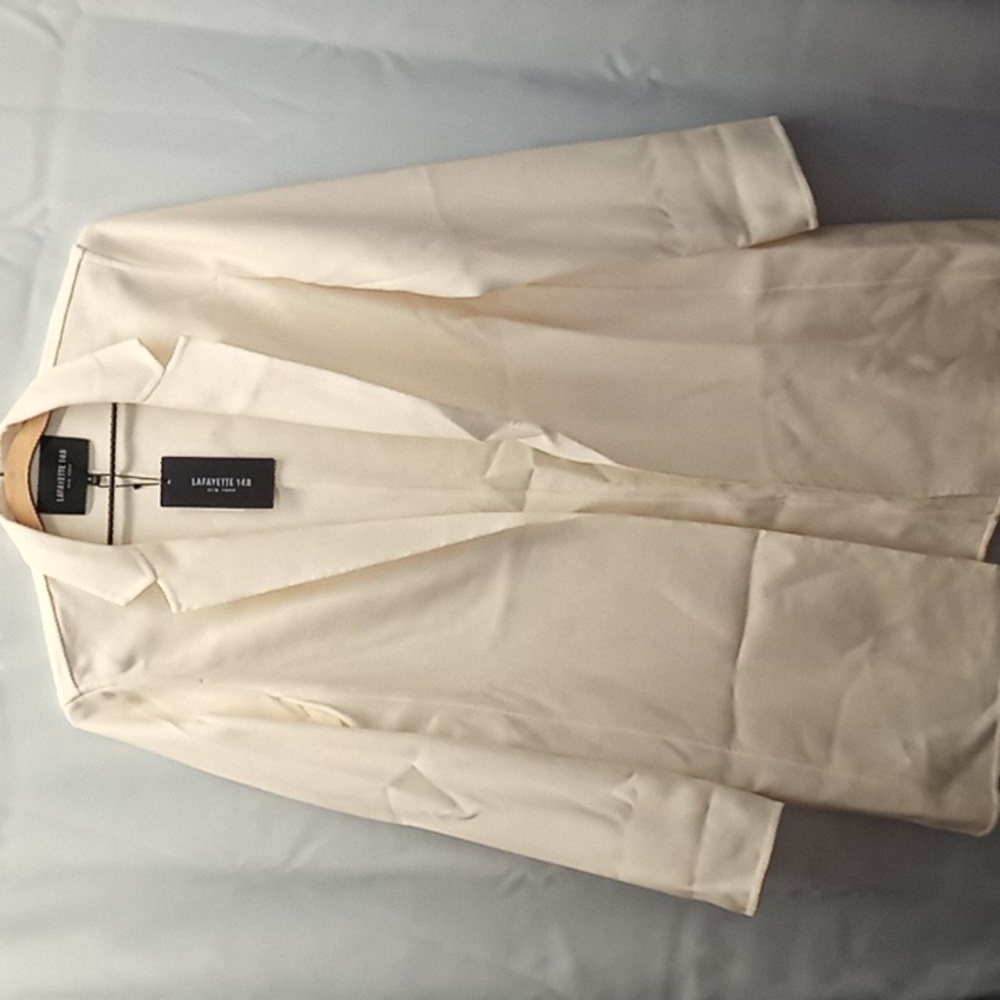 Lafayette 148 New York Mattia Wool Jacket Cloud White S *FLAWS*